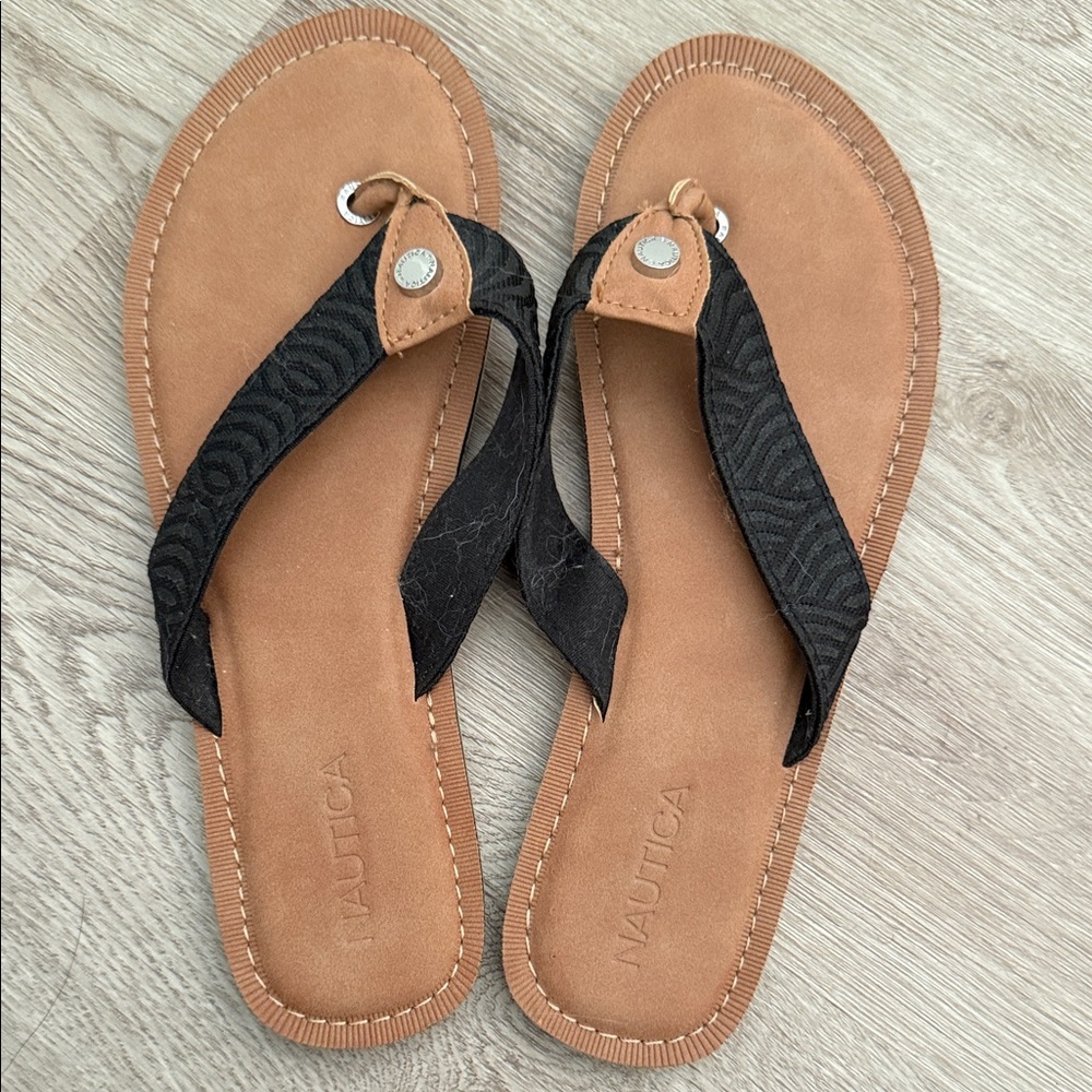 Nautica Women's Black and Brown Sandals